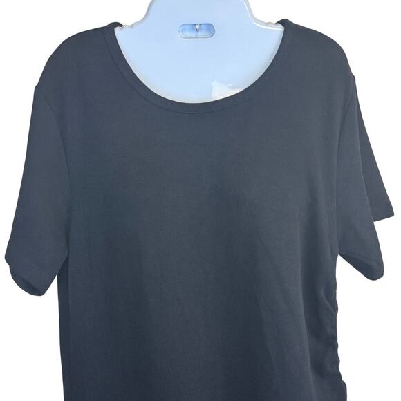 New Line & Dot Ratha Soft Knit T-Shirt Dress Ruched Side Tie Crew Neck Sz L - Picture 3 of 12